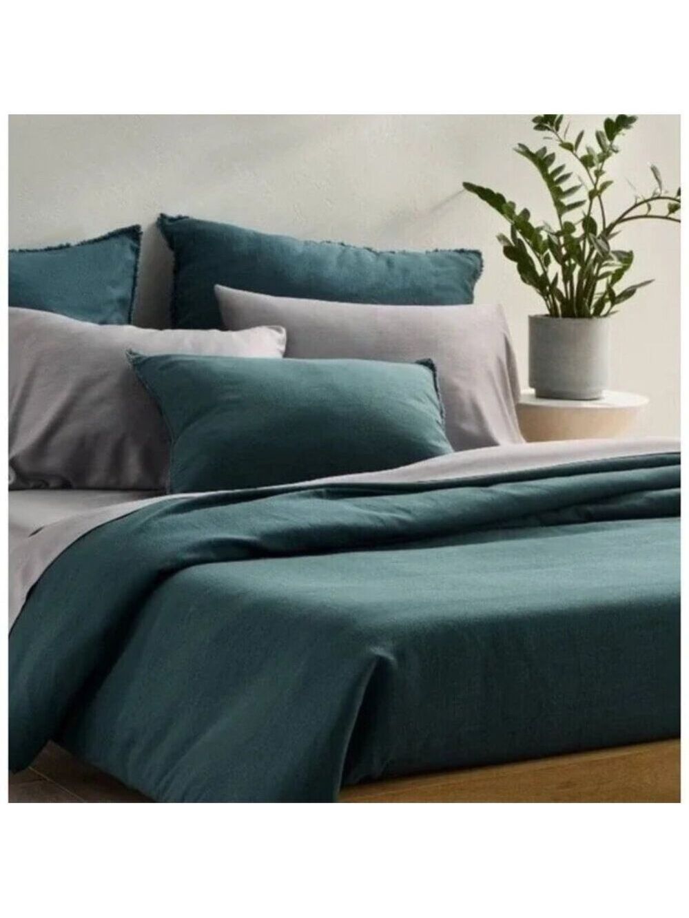 Casaluna - Standard Heavyweight Linen Blend Quilt Sham Dark Teal Blue